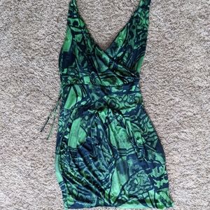 Anthropologie S mini dress blue & green